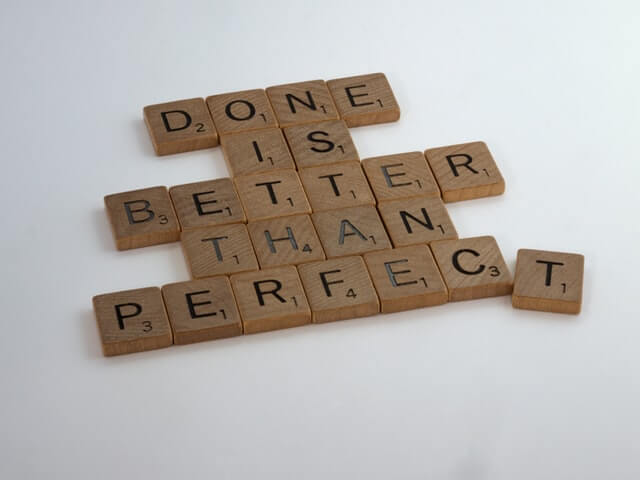 Perfectionism procrastination letter blocks 