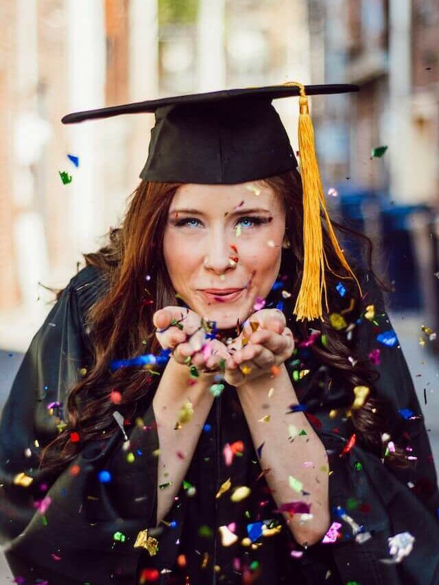 young adult woman graduating from college with anxiety about change and life adjustments