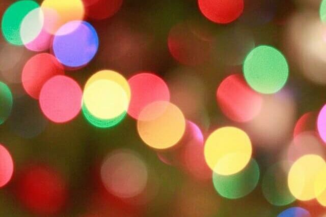 mental health during the holidays can include looking and appreciating lights. This picture has multicolored lights.