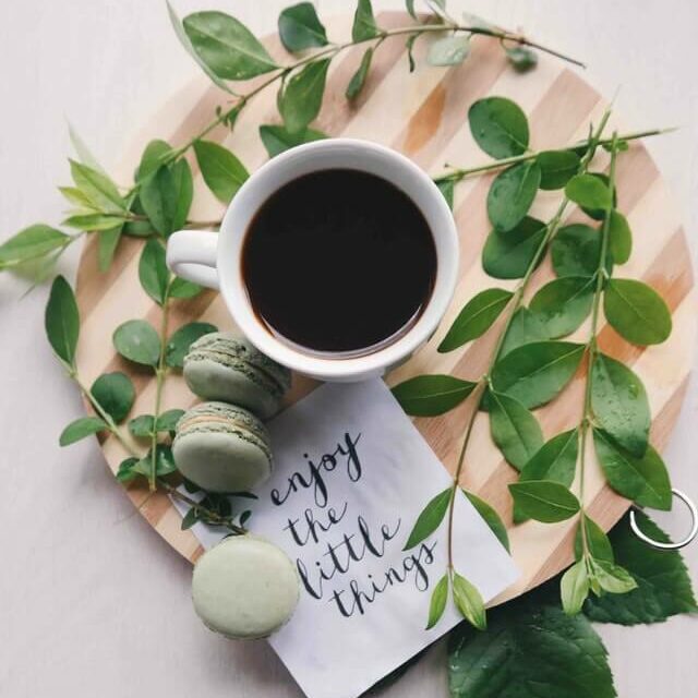 a tray with coffee and cookies showing how to have an attitude of gratitude